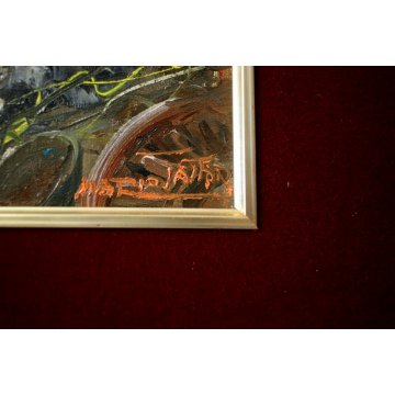 ANTICO QUADRO OLIO Mario Fattori TOSCANA CAMPAGNA SCENA VITA RURALE OVILE PECORE