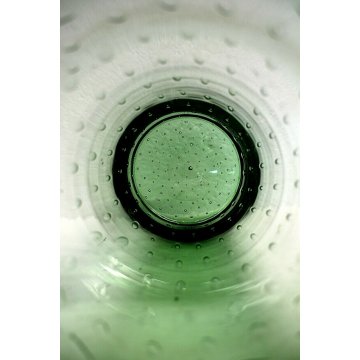 GRANDE VASO TRONCO-CONICO VETRO SOFFIATO Murano VERDE EMPOLI BULLICANTE ANNI '40