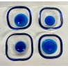 SET 4 SVUOTA TASCHE DESIGN VENINI ITALIA 82 VETRO MURANO 1982 BLU VASO POSACENER