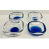 SET 4 SVUOTA TASCHE DESIGN VENINI ITALIA 82 VETRO MURANO 1982 BLU VASO POSACENER