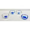 SET 4 SVUOTA TASCHE DESIGN VENINI ITALIA 82 VETRO MURANO 1982 BLU VASO POSACENER