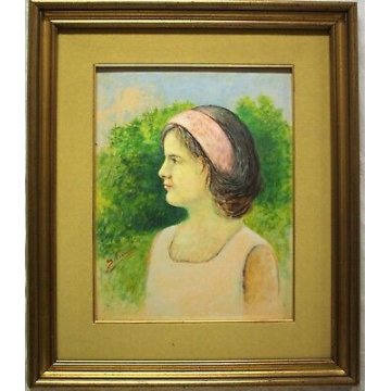 ANTICO QUADRO Severino Ferraris RITRATTO BAMBINA DIPINTO OLIO TAVOLA EPOCA 900