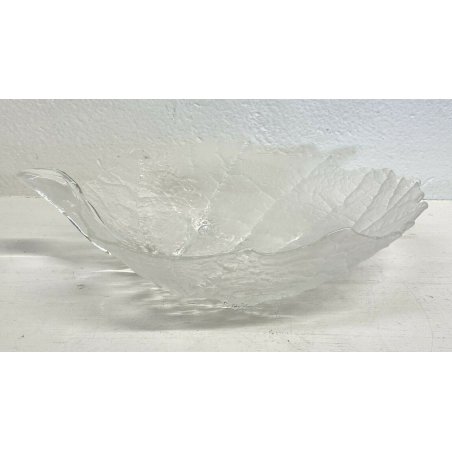 CENTROTAVOLA VETRO ATTR. TAPIO WIRKKALA FOGLIA SVUOTA TASCHE GLASS ANNI 80 