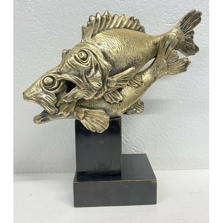 ANTICA SCULTURA TERRACOTTA Cipolla PATINA RAME ARGENTO PESCI SCORFANO ANNI '50