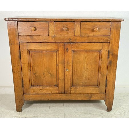 ANTICA CREDENZA ARTE POVERA LEGNO ABETE ORIGINALE MADIA EPOCA 1800 3 CASSETTI 