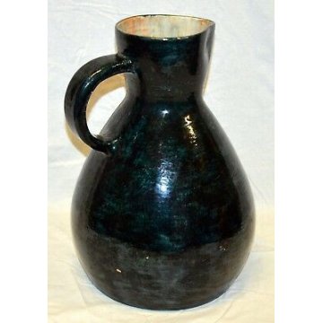 GRANDE ANTICO VASO BROCCA CERAMICA SMALTATA V. TH 1957 MUSEALE VERSATOIO old 