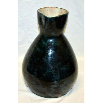 GRANDE ANTICO VASO BROCCA CERAMICA SMALTATA V. TH 1957 MUSEALE VERSATOIO old 