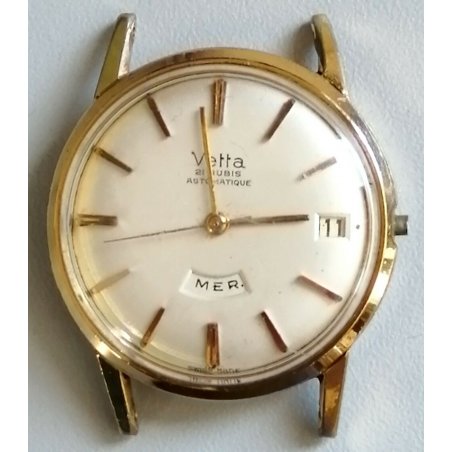 ANTICO OROLOGIO POLSO Vetta AUTOMATICO DATA anni 60 PLAQUE ORO OLD VINTAGE WATCH
