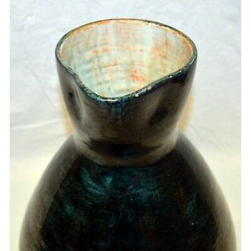 GRANDE ANTICO VASO BROCCA CERAMICA SMALTATA V. TH 1957 MUSEALE VERSATOIO old 