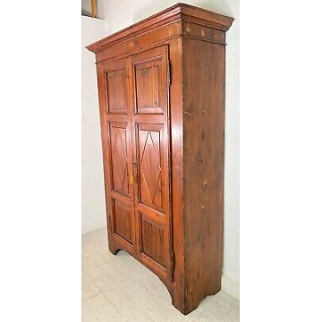ANTICO ARMADIO PIEMONTESE ABETE GRISSINATO epoca 1800 GUARDAROBA DISPENSA OLD