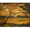 COPPIA QUADRO DIPINTO ASTRATTO ALBA TRAMONTO George Sécan Gruppo Cobra