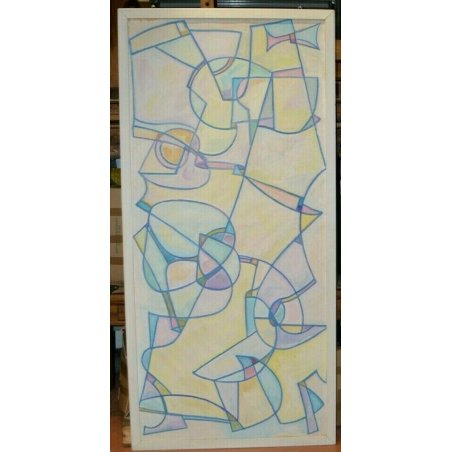 grande DIPINTO ASTRATTO carta Roberto Aloi FUTURISMO ARCHITETTURA CONTEMPORANEO