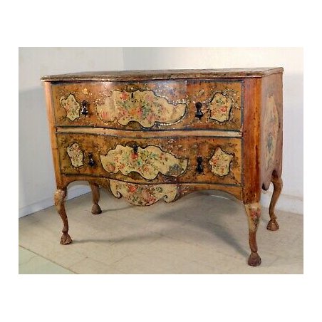 ANTICO COMO CASSETTONE 1600 GENOVESE VENEZIANO DIPINTO FIORI FAUNO MOBILE EPOCA