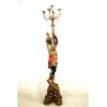 ANTICO GRANDE TORCERE SCULTURA MORETTO VENEZIANO ELETTRIFICATO LEGNO 5 LUMI 