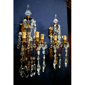 ANTICA COPPIA  APPLIQUE VETRO Murano LAMPADA MURO OLD GLASS WALL LAMP LIBERTY 