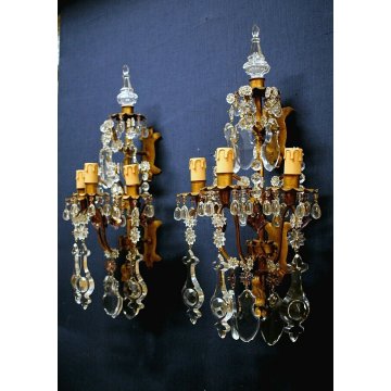 ANTICA COPPIA  APPLIQUE VETRO Murano LAMPADA MURO OLD GLASS WALL LAMP LIBERTY 