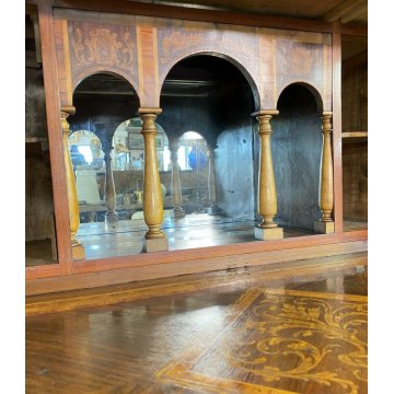 ANTICA RIBALTA SECRETAIRE INTARSIATA IMPIALLACCIATA LEGNO NOCE PRIMO '900 2 ANTE