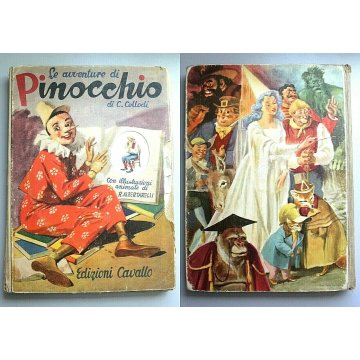 ANTICO LIBRO Le avventure di Pinocchio C.Collodi ILL. ANIMATE EDIZ. Cavallo 1944