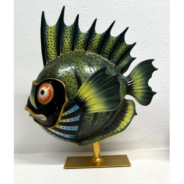GRANDE PESCE TROPICALE CERAMICA MANGANI GIULIA FIRENZA FIRMATO SCULTURA EPOCA