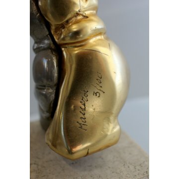 SCULTURA BRONZO Enrico Manera FIRMA 3/100 BUSTO DONNA  ARTE CONTEMPORANEA '70