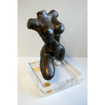 SCULTURA BRONZO Enrico Manera FIRMA 9/60 BUSTO DONNA  ARTE CONTEMPORANEA '70