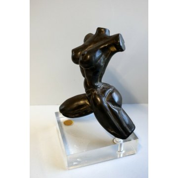 SCULTURA BRONZO Enrico Manera FIRMA 9/60 BUSTO DONNA  ARTE CONTEMPORANEA '70