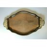 ANTICO VASSOIO F.lli Calderoni CORNICE OVALE SAGOMATO LEGNO SILVERPLATED VETRO