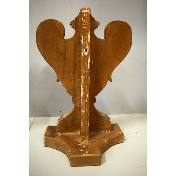 ANTICA COPPIA PORTAPALMA LEGNO INTAGLIATO GESSATO DECORO DORATO BAROCCO '800