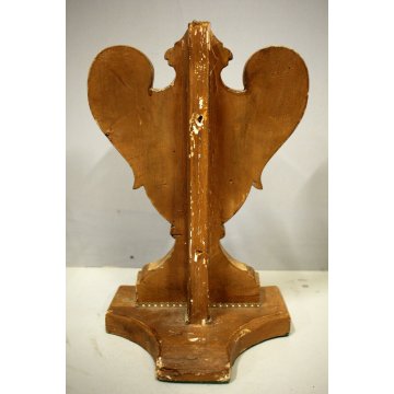 ANTICA COPPIA PORTAPALMA LEGNO INTAGLIATO GESSATO DECORO DORATO BAROCCO '800