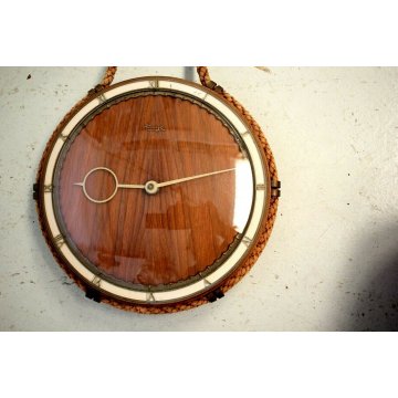 OROLOGIO MURO Kienzle VINTAGE LEGNO CORDA WALL KLOCK ROPE WOOD Mid Century '50s