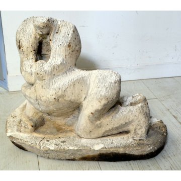 antica SCULTURA GESSO Futurista I LOTTATORI DI Carlo Zapelloni 1933 STRESA OLD