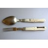 ANTICO SET POSATE DA CAMPO MILITARI MANICO PIEGHEVOLE CUCCHIAIO FORCHETTA '900