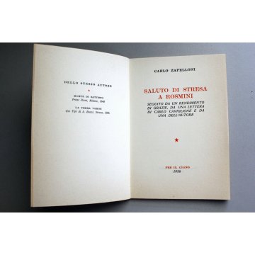 LIBRO Carlo Zapelloni SALUTO di STRESA  A Rosmini IL CIGNO 1956 Carlo Caviglione