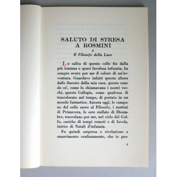 LIBRO Carlo Zapelloni SALUTO di STRESA  A Rosmini IL CIGNO 1956 Carlo Caviglione