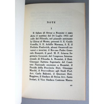 LIBRO Carlo Zapelloni SALUTO di STRESA  A Rosmini IL CIGNO 1956 Carlo Caviglione