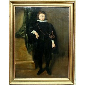  GRANDE QUADRO DIPINTO OLIO TELA "Principino" Mariolino Caravaggio FALSARIO 1970