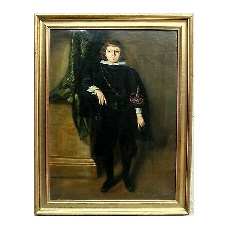  GRANDE QUADRO DIPINTO OLIO TELA "Principino" Mariolino Caravaggio FALSARIO 1970