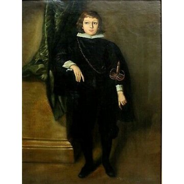  GRANDE QUADRO DIPINTO OLIO TELA "Principino" Mariolino Caravaggio FALSARIO 1970