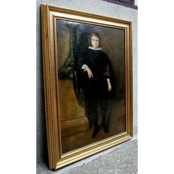  GRANDE QUADRO DIPINTO OLIO TELA "Principino" Mariolino Caravaggio FALSARIO 1970