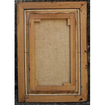 QUADRO DIPINTO OLIO TELA Loredana Corsaro 1991 BORGO ANTICO SCALE PORTICO BLU 