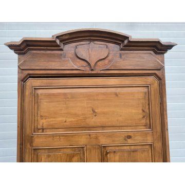 ANTICO ARMADIO 1800 GUARDAROBA LEGNO ABETE 2 ANTE EPOCA CASSETTO ARTE POVERA 