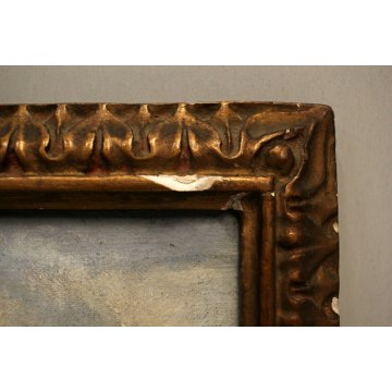 ANTICO PICCOLO QUADRO DIPINTO OLIO TELA PAESAGGIO MARINA De Vayvelt BARCA VELA 
