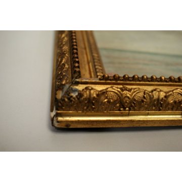 ANTICO PICCOLO QUADRO OLIO TAVOLA PAESAGGIO MARINA BARCA PESCATORI PESCA 1892