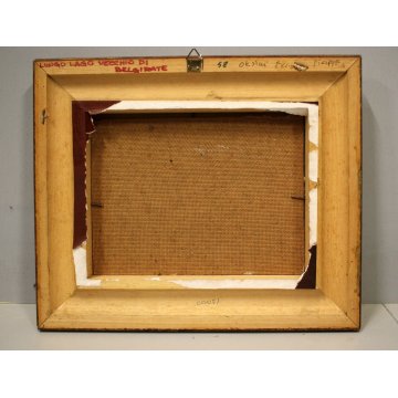 ANTICO OLIO QUADRO F.Orsini PAESAGGIO VEDUTA Belgirate LUNGOLAGO VIALE ALBERATO 