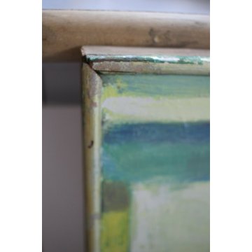 GRANDE QUADRO DIPINTO OLIO TELA B.Ballasini ARONA CANTIERE GRU BETONIERA OPERAI 