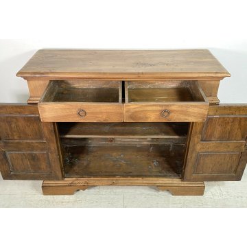 CREDENZA VINTAGE ARTE POVERA LEGNO NOCE MADIA EPOCA 1900 CASSETTI 2 ANTE ANNI 40