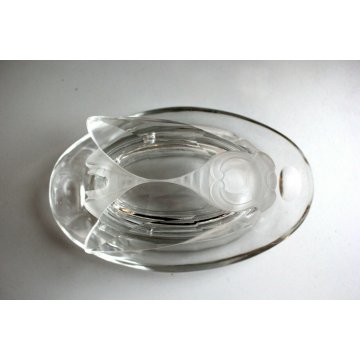 RARA ANTICA BOWL PIATTINO COPERCHIO VETRO DECORO MOSCA MOLATO ACIDATO Art Decò 