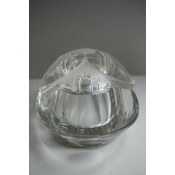 RARA ANTICA BOWL PIATTINO COPERCHIO VETRO DECORO MOSCA MOLATO ACIDATO Art Decò 