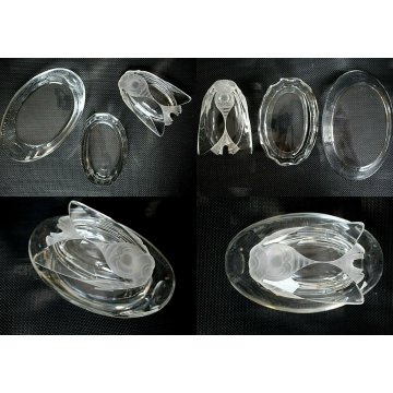 RARA ANTICA BOWL PIATTINO COPERCHIO VETRO DECORO MOSCA MOLATO ACIDATO Art Decò 