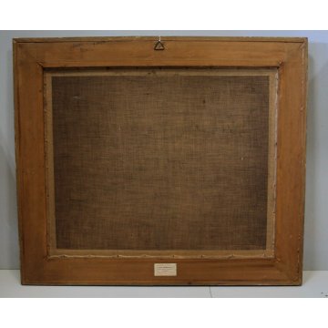 QUADRO DIPINTO OLIO TAVOLA  Fulvio Pendini PAESAGGIO VERDE BLU BORGO FIUME '900